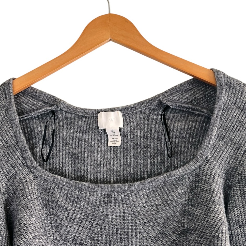 H&M | Gray balloon sleeve square neck knit sweater - Picture 4 of 10
